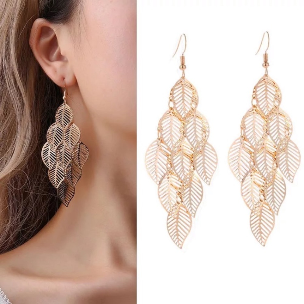 “Falling for You” Boho Indie Leaf Dangle Earrings - Picture 6 of 6